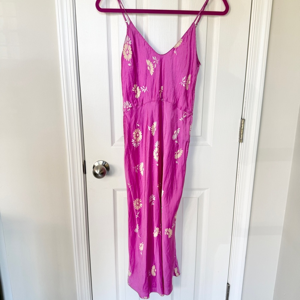 Equipment Fuchsia Floral Sabelia Silk Slip Dress Size Small - Picture 5 of 14